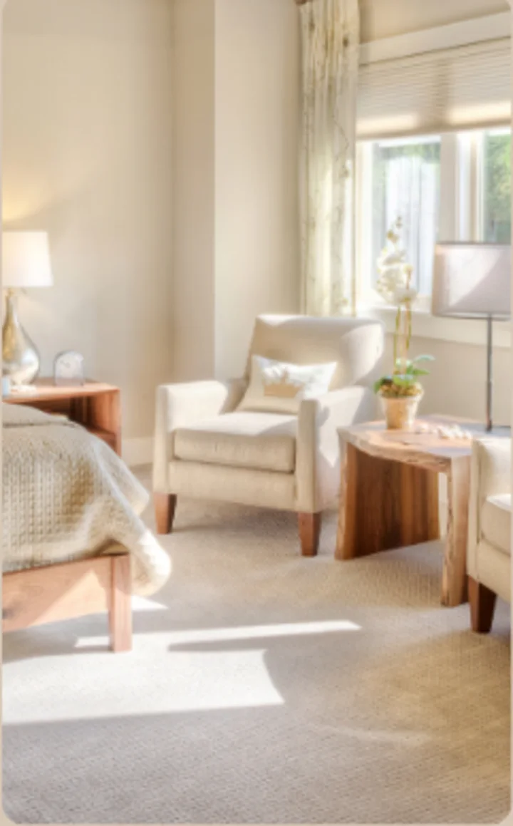 A bright, freshly cleaned guest bedroom